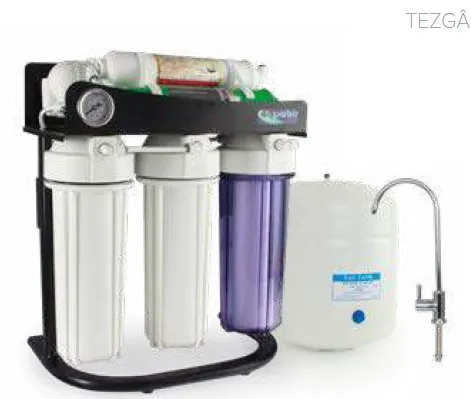 Aquabir 6 Aşamalı 80 GPD Standlı , Manometreli , Pompalı Açık Kasa Su Arıtma Cihazı