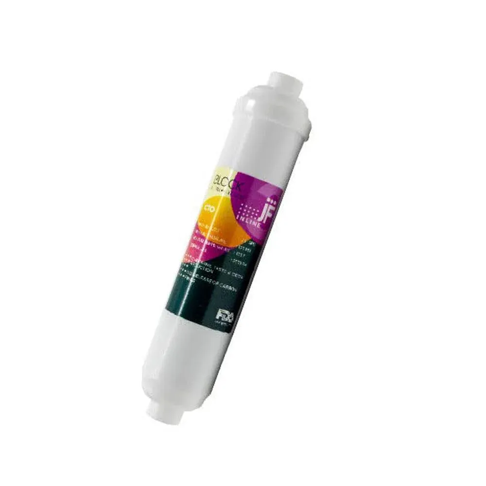 JF 12" Inline Coconut Bazlı Blok Karbon Filtre Quick Bağlantılı - Dirsekleri Dahil